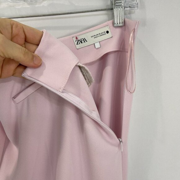 Zara Women's Full Length Flared Pants Size XL Pink High Rise Trousers - Picture 7 of 13